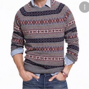 J.Crew Alpine Fair Isle Sweater 100% Lambs Wool Size L